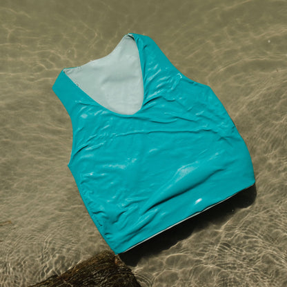 Lola swim top in ocean colour in water